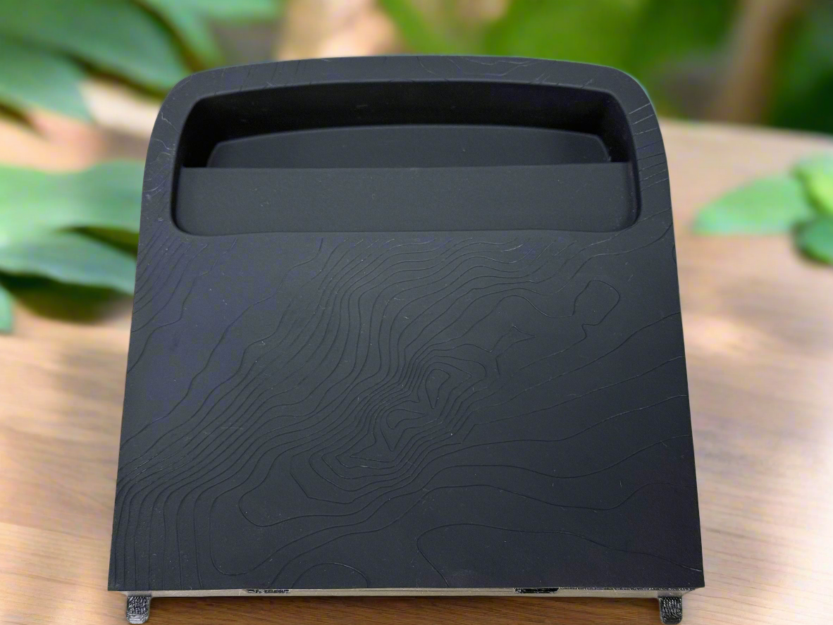 soonishev qi2 wireless phone charging pad with topographic map of half dome in Yosemite